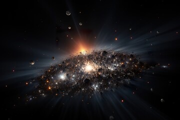 Background explosion of stars cluster takes shape in the solar system.
