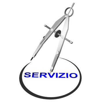 Sevizio. Png. Trasparente. Compasso traccia un cerchio attorno a caratteristica dei servizi d'impresa, dell'azienda.