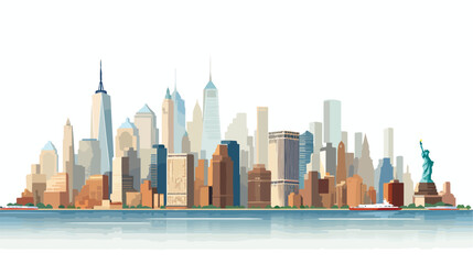 Fototapeta na wymiar City Manhattan panorama vector flat vector 