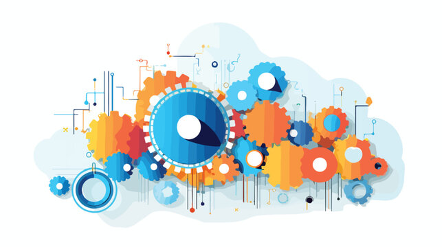 Cloud computing with gears flat vector 