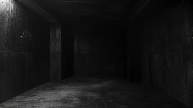 Minimalist Concrete Dreams: Dark Studio Lighting and Empty Space Resembling a Room