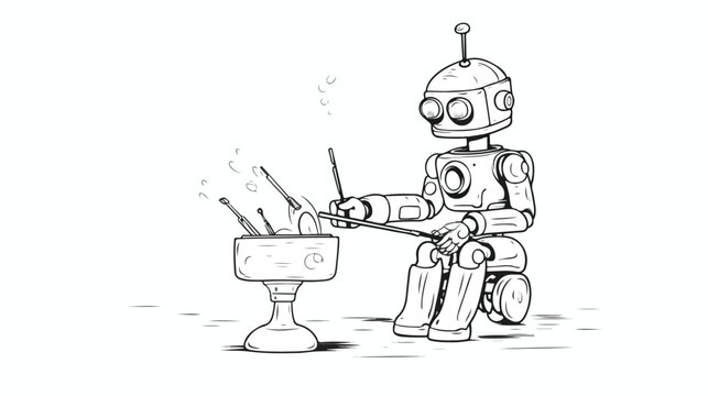 Continuous one line drawing robot painter 