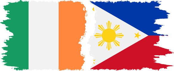 Philippines and Ireland grunge flags connection vector