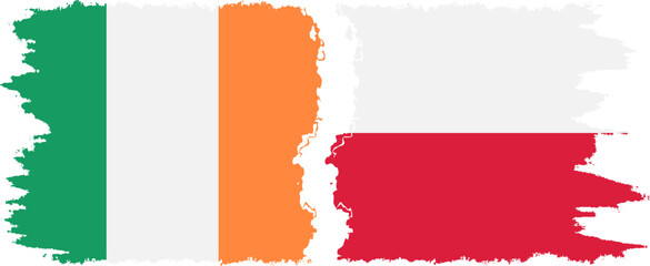 Poland and Ireland grunge flags connection vector