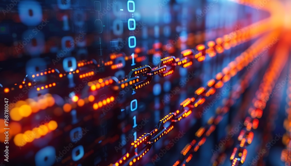 Poster real-time financial transactions displayed on blockchain ledge