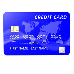 PNG; Trasparente; Carta di credito blu isolata su sfondo trasparente