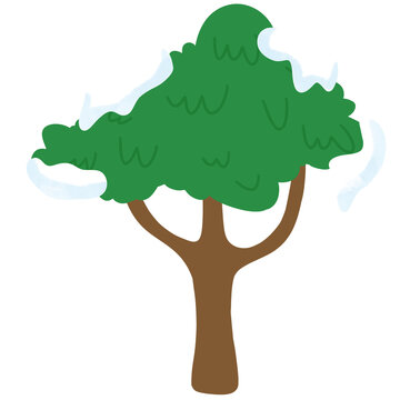 Cartoon Tree set, autumn and spring seasonal meadow trees, oak pine Christmas tree, cute tree