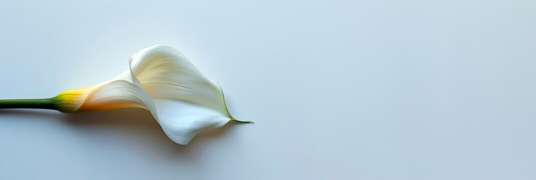 Funeral lily isolated on white with copy space for text, ideal for mourning message placement