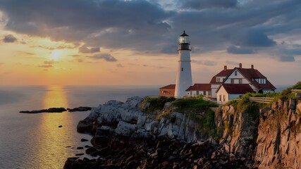 Fototapeta na wymiar lighthouse at dusk