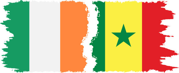 Senegal and Ireland grunge flags connection vector - obrazy, fototapety, plakaty