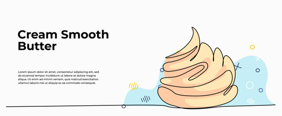 Vector illustration of cream smooth butter. Modern flat in continuous line style.