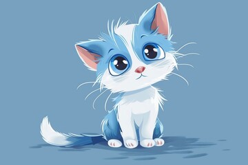 Cute Blue and White Kitten With Big Eyes