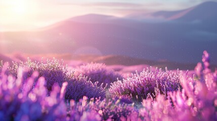 Lavender field. Floral background. Field lavender morning summer blur background wallpaper. Shallow depth of field. ,Generative ai, - obrazy, fototapety, plakaty