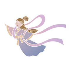 Cute illustration of the Mid-Autumn Festival fairy Chang'e.