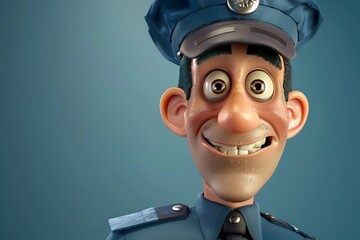Smiling Cartoon Police Officer