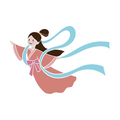 Cute illustration of the Mid-Autumn Festival fairy Chang'e.