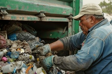 Man Sorting Plastic Bottles