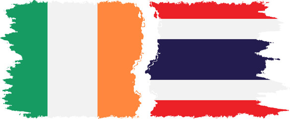 Thailand and Ireland grunge flags connection vector