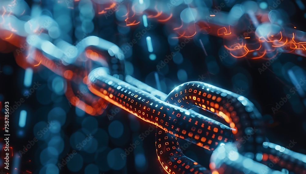 Poster close-up view, cryptographic hash function in action, symbolizing blockchain innovation