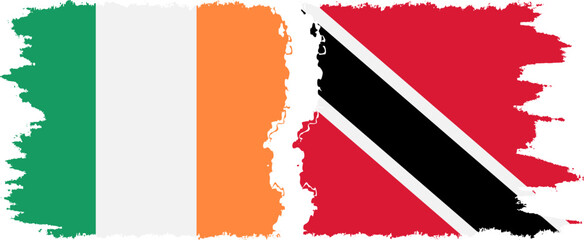Trinidad and Tobago and Ireland grunge flags connection vector
