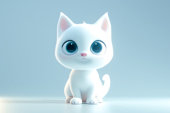 A cute adorable baby cat generative ai rendered in the style of children-friendly cartoon animation fantasy style