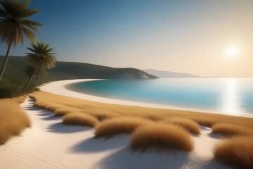 Serene Seaside with Dry Grass