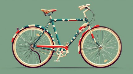 American Flag-themed Bicycle with Eco-friendly Messages