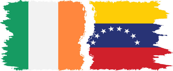 Venezuela and Ireland grunge flags connection vector