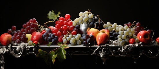 Fruit arrangement in silver-toned aesthetics