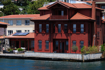 Cityscape View from the water to buildings in the city of Istanbul 