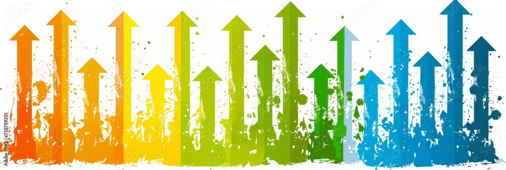 Poster dynamic financial progress arrows background with ample space for text placement