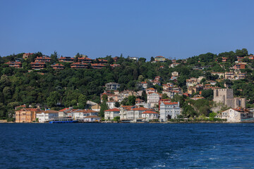 Cityscape View from the water to buildings in the city of Istanbul in public places