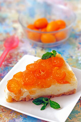 Iced tart with yogurt and kumquat.