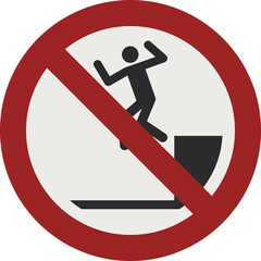 PROHIBITION SIGN PICTOGRAM, NO JUMPING DOWN ISO 7010 – P072