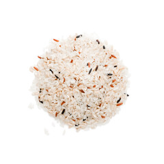 Top view of different varieties of organic rice. Mixed rice