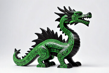 Obraz premium Wooden Dragon figurine. Digital illustration.