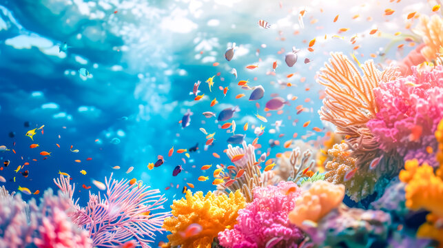 Vibrant underwater coral reef scene
