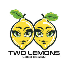 Two Lemons Vector Logo Design