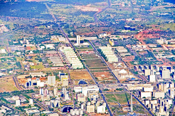 Aerial view of the Pilot Plan, principal urbanistic area of Brasilia, Brazil, 2019