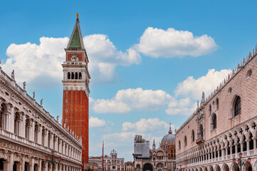 The Campanile of St. Mark's Square in Venice in Veneto, Italy - obrazy, fototapety, plakaty