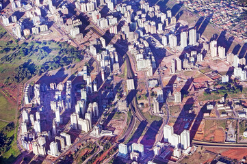 Obraz na płótnie Canvas Aerial view of Taguatinga and Aguas Claras cities, Satellite City of Brasilia, Brazil,May 2019