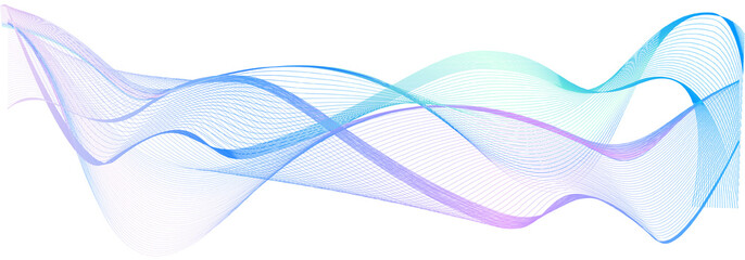Abstract smooth wavy lines. Colorful dynamic wave on a transparent background. Design element.