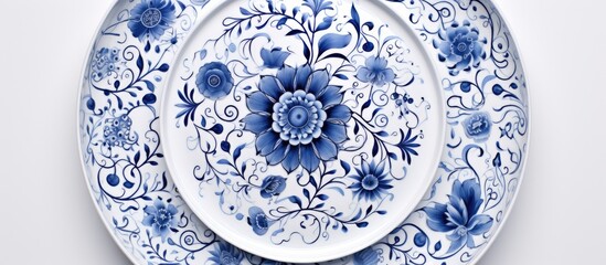 Floral Pattern in Circular Shape Inspired by Chinese Porcelain Painting