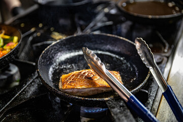 Duck breast cooking on a hot pan - 758790886