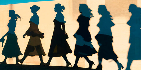 The silhouettes of women against an urban backdrop celebrate the progression of women’s roles across history and honor the spirit of feminism during Women's History Month.