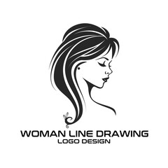 Woman Line Drawing Vector Logo Design