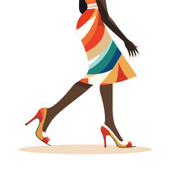 Feet of woman dancing with heels flat vector 