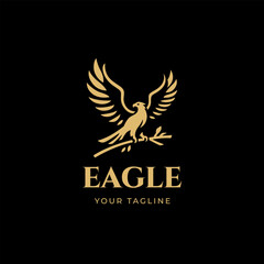 Luxury Eagle Logo Vector. Eagle Wing Flight Logo. Flying Bird Logo. Vector Illustration.