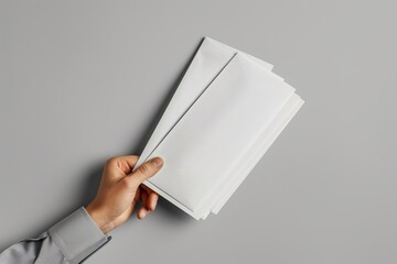 Hand holding election ballot envelopes mockup. Generative AI