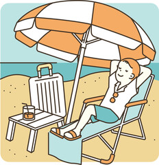 beach summer vacation simple flat vector illustration
